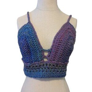 Fairycore Crochet Knit Boho Wrap Top Hippie Festival Coastal Cowgirl Crop